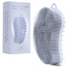Picture of MainBasics Exfoliating Silicone Body Scrubber Pro 2-in-1 Shower Scrubber for Body, Silicone Loofah and Scalp Massager (Light Blue, Body + Scalp)