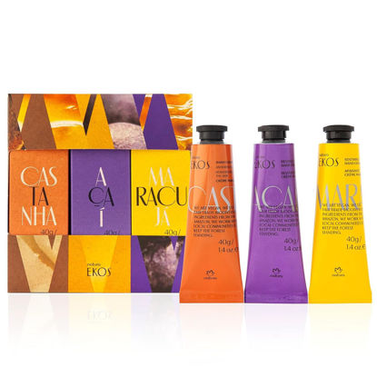 Picture of natura - Ekos Tropical Hand Cream Trio Variety Pack, 3 Creams - (1) Maracujá, (1) Castanha, & (1) Açaí Hand Cream - Vegan Skin Care - Brazilian Beauty Secrets - Self Care & Body Care - 1.41oz (40g)