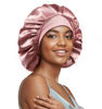 Picture of Umisleep 22 Momme 100% Real Mulberry Silk Bonnet for Sleeping Women, Large Hair Care Bonnet for Long Curly Hair, Double Layer Silk Hair Wrap with Soft Elastic Band, Non-Slip Sleep Cap, Pink