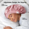 Picture of Umisleep 22 Momme 100% Real Mulberry Silk Bonnet for Sleeping Women, Large Hair Care Bonnet for Long Curly Hair, Double Layer Silk Hair Wrap with Soft Elastic Band, Non-Slip Sleep Cap, Pink