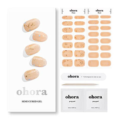 Picture of ohora Gel Nail N Apricot Sunshine - Semi Cured Long Lasting Nail Polish Strips - Includes 2 Prep Pads, Nail File & Wooden Stick - Easy To Apply & Remove - 16 Solid Color & 14 Accent Wraps - 30 Stickers