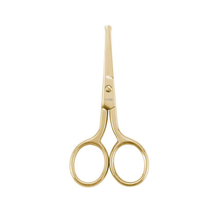 Picture of LIVINGO Professional Nose Hair Scissors, Multi-purpose Stainless Steel Rounded Tip Straight Blade, Facial Hair Beard Eyebrows Ear Trimming Beauty Grooming Tool for Men & Women, 3.5” Gold