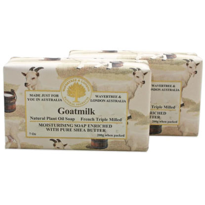 Picture of Wavertree & London Goats Milk Scented Natural Soap (2 Bars), 7oz Moisturizing French Triple Milled Soap Bars enriched with shea butter - Pure Plant Oil Bath & Body Soap for All Skin Types