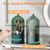 Picture of Zufudo Makeup Brush Holder Organizer with Lid 360° Rotating Makeup Organizer Countertop Dustproof Cosmetics Organizer for Vanity Bathroom, All Green
