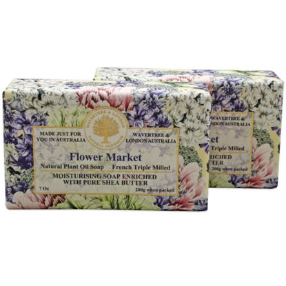 Picture of Wavertree & London Flower Market Scented Natural Soap (2 Bars), 7oz Moisturizing French Triple Milled Soap Bars enriched with shea butter - Pure Plant Oil Bath & Body Soap for All Skin Types