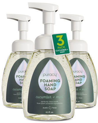 Picture of Puracy Foaming Hand Soap - Plant-Powered Natural Hand Soap As Seen on TikTok, Non-Toxic, Sulfate-Free Liquid Soap, Moisturizing Foam Handwash Liquid (Cucumber & Mint, 12 fl oz, 3-Pack)