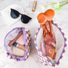 Picture of ZLFSRQ 2Pcs Checkered Makeup Bag for Women Large Cosmetic Bag Set Travel Toiletry Bag Makeup Pouch Bag for Purse Purple Zipper Storage Bag Organizer Cute Small Aesthetic Girls Car Essentials Bag