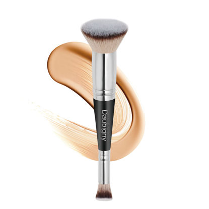 Picture of Daubigny Makeup Brushes Dual-ended Pro Foundation Brush Concealer Brush Perfect for Any Look Premium Hair Flat Top Flawless Brush Ideal for Liquid, Cream, Powder,Blending, Buffing,Concealer