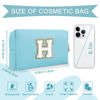 Picture of Small Personalized Initial Preppy Patch Makeup Bag,White Chenille Letter Travel Cosmetic Pouch with Zipper,Cute Toiletry Bag,Valentines Day Gift Ideal for Teen Girls Women Teacher Bridesmaid,Letter H
