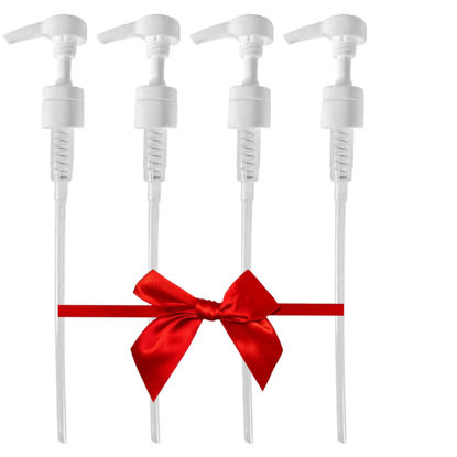 Picture of 4-Pack Liter 33.8 oz Shampoo Conditioner Pump Dispenser | Fits Most Leading Brands of Liter Shampoo and Conditioner Containers with a 1-inch Diameter Opening | White | 4cc per Pump | by Geti Beauty