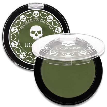 Picture of UCANBE Jungle Green Face Body Paint Makeup Foundation, Non-Toxic Cream Greasepaint, Face Painting Kit for for Kids & Adult Halloween Parties, Monster Witch Orcs Hulk Camo Hunting SFX Cosplay Costumes