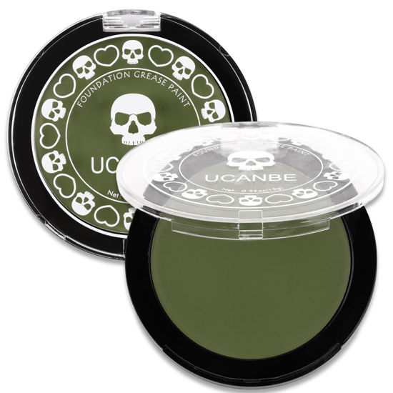 Picture of UCANBE Jungle Green Face Body Paint Makeup Foundation, Non-Toxic Cream Greasepaint, Face Painting Kit for for Kids & Adult Halloween Parties, Monster Witch Orcs Hulk Camo Hunting SFX Cosplay Costumes