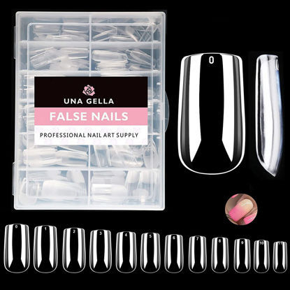 Picture of UNA GELLA Medium Square Nail Tips, 504pcs Medium Square Gel x Nail Tips 12 Sizes Full Cover Nail Tips Square Shaped Acrylic Clear Nails for Nail Extension Salon Home DIY Art