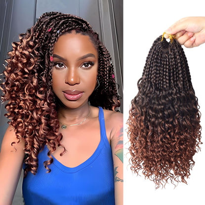 Picture of Goddess Box Braids Crochet Hair With Curly Ends 12 Inch Bohomian Box Braids Crochet Braids 8 Packs 3X Crochet Braids Synthetic Braiding Hair Extension for Black Women (12 Inch (Pack of 8), T350)……