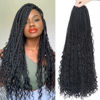 Picture of Goddess Box Braids Crochet Hair With Curly Ends 22 Inch Bohomian Box Braids Crochet Braids 8 Packs 3X Crochet Braids Synthetic Braiding Hair Extension for Black Women (22 Inch (Pack of 8), 1B)
