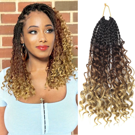 Picture of Goddess Box Braids Crochet Hair With Curly Ends 10 Inch Bohomian Box Braids Crochet Braids 1 Packs 3X Crochet Braids Synthetic Braiding Hair Extension for Black Women (10 Inch (Pack of 1), 4-30-27)……