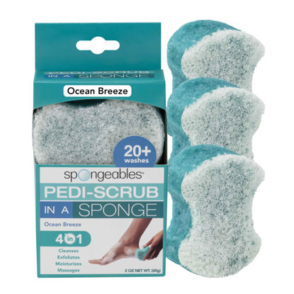 Picture of Spongables Pedi Scrub Foot Exfoliating 20+ Wash Sponge, Ocean Breeze, 3 Count