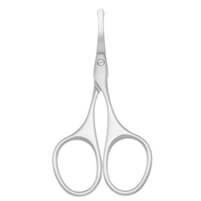 Picture of Motanar Multicolor Professional Grooming Scissors for Personal Care Facial Hair Removal and Ear Nose Eyebrow Trimming Stainless Steel Fine Straight Tip Scissors 3.9 Inch (Curved Safety Head Silver)