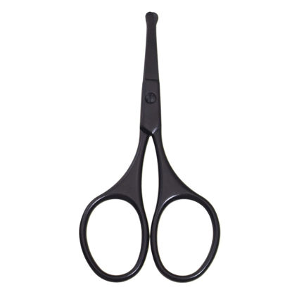 Picture of Motanar Multicolor Professional Grooming Scissors for Personal Care Facial Hair Removal and Ear Nose Eyebrow Trimming Stainless Steel Fine Straight Tip Scissors 3.9 Inch (Black Safety Head D)