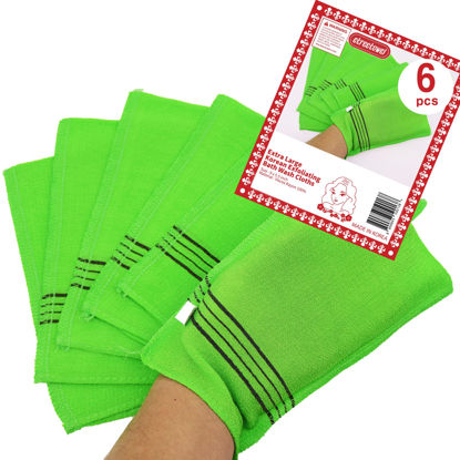 Picture of etreetowel Extra Large Size 9.9" x 5.5" (6 PCs) Korean Asian Exfoliating Bath Washcloths Mitt Scrub for Body washcloth Glove Viscose Rayon Towel for Soft Skin Korea Made