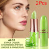 Picture of evpct 2Pcs Aloe Vera Lip Color Changing Lipstick Tinted Lip Balm Set Green Magic PH Lipstick Color Change Changing Crystal Flower Jelly Lipstick Gloss Stain Makeup Set for Women Girls Waterproof