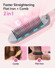Picture of Wavytalk Hair Straightener Brush, Ionic Hair Straightening Brush with 6 Temperature Adjust, Anti-Scald Ceramic Straightening Comb Fast Heating for Home Salon, Dual Voltage Pink.