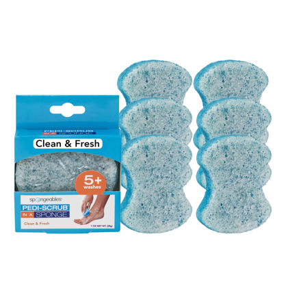Picture of Spongables Pedi Scrub Foot Exfoliating 5+ Wash Travel Sponge, Clean & Fresh, 6 Count