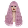 Picture of WGPFWIG Women's Light Pink Wig 22''Long Curly Wavy Wig Shoulder Length Flat Bangs Wig For Women Girl Cosplay Party Halloween Wig Cap Included (22''Light Pink)
