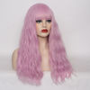 Picture of WGPFWIG Women's Light Pink Wig 22''Long Curly Wavy Wig Shoulder Length Flat Bangs Wig For Women Girl Cosplay Party Halloween Wig Cap Included (22''Light Pink)