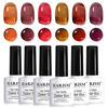 Picture of RARJSM Fall Jelly Gel Nail Polish Set 6pcs Clear Crytal Glass Orange Burgundy Red Gray Mauve Brown Series Transparent Sheer Amber Gel Varnish LED UV Curing Requires Soak off Autumn French Manicure