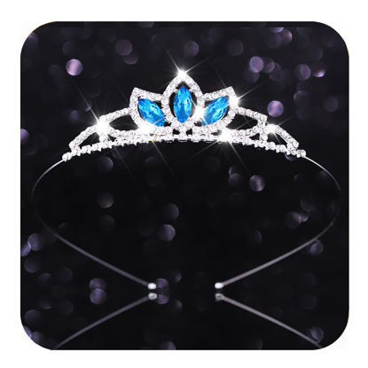 Picture of Kilshye Princess Silver Tiara and Crown Pink Crystal Tiaras Pageant Crowns Rhinestone Birthday Headdress for Women (Blue)