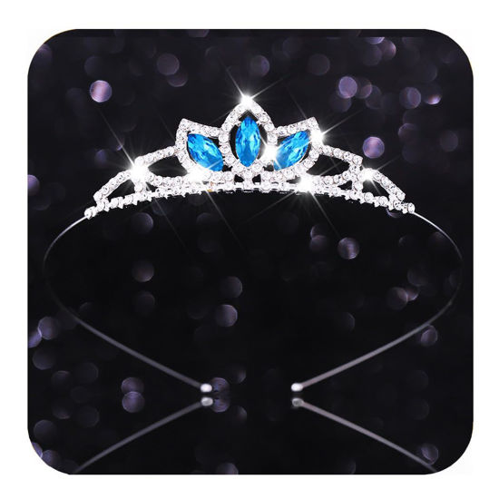 Picture of Kilshye Princess Silver Tiara and Crown Pink Crystal Tiaras Pageant Crowns Rhinestone Birthday Headdress for Women (Blue)