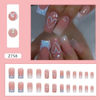 Picture of SINSEN Square Press on Nails Medium Length - French Tip Press on Nails Heart Deign, Glossy Pink Fake Nails with Adhesive Glue Stickers, Reusable Stick on Nails in 12 Sizes, 24 Pcs Medium French Nails