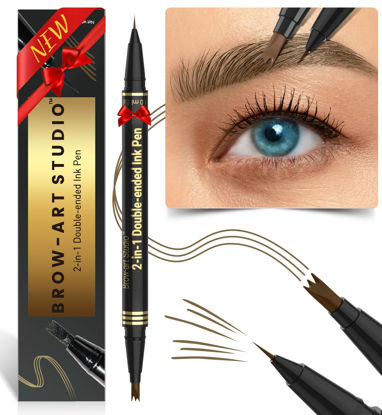 Picture of iMethod Microblading Eyebrow Pencil - Brow Pencil 2-in-1 Dual-Ended Eyebrow Pen with 3-Prong Micro-Fork-Tip Applicator & Precise Brush-Tip Creates Natural-Looking Brows, Stay on All Day, Brown