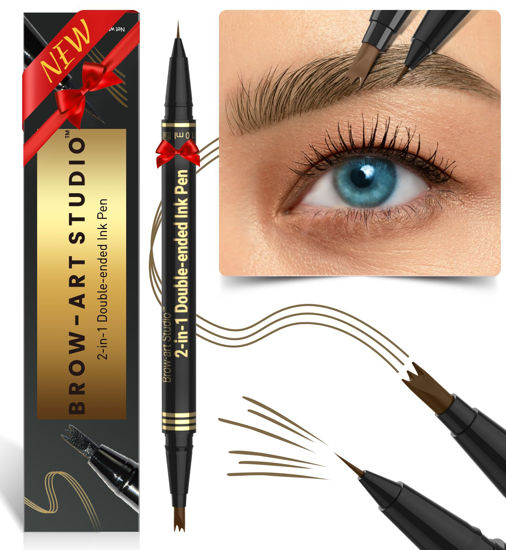 Picture of iMethod Microblading Eyebrow Pencil - Brow Pencil 2-in-1 Dual-Ended Eyebrow Pen with 3-Prong Micro-Fork-Tip Applicator & Precise Brush-Tip Creates Natural-Looking Brows, Stay on All Day, Brown