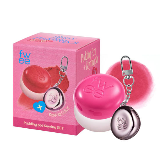 Picture of fwee Lip&Cheek Blurry Pudding Pot + Pendant Keyring | Cherry | Random Colored Keyring | Makeup Blush, Buildable Lightweight, Multi-Use Soft Matte Finish | 5g