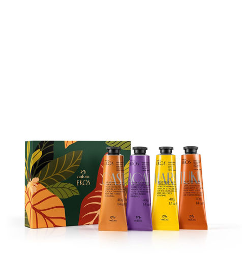Picture of natura - Ekos Hand Cream Quartet Variety Pack, 4 Creams - (1) Maracujá, (1) Castanha, (1) Tukumã, (1) Açaí Hand Cream - Vegan Skin Care - Brazilian Beauty Secrets - Hand Care - 1.41oz (40g)