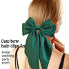 Picture of Big Bow Hair Clips, Long Ribbon Hair Pins for Women - Green Hair Bows, Soft Barrettes, and Party Accessories