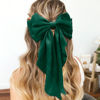 Picture of Big Bow Hair Clips, Long Ribbon Hair Pins for Women - Green Hair Bows, Soft Barrettes, and Party Accessories