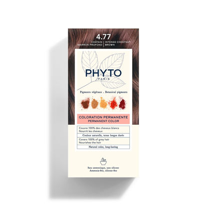 Picture of PHYTO Phytocolor Permanent Hair Color, 4.77 Intense Chestnut Brown, with Botanical Pigments, 100% Grey Hair Coverage, Ammonia-free, PPD-free, Resorcin-free, 0.42 oz.
