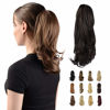 Picture of SOFEIYAN 13" Ponytail Extension Long Curly Ponytail Clip in Claw Hair Extension Natural Looking Synthetic Hairpiece for Women, Darkest Brown Tend to Black