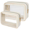 Picture of PACKISM TSA Approved Toiletry Bag - Upgrade Color-Edged Clear Makeup Bag, Unique Appearance, 2 Pack Clear Travel Bags Hold Lots of Items Also Great for Organizing Car Console, Beige (2 Sizes)