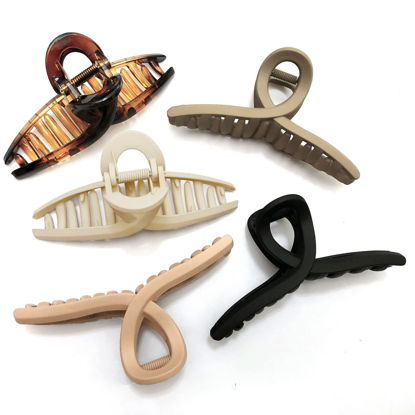 Picture of Nalodu Hair Claw Clips Large 4.3 Inch No Slip Big Matte Glossy Butterfly Clip for Thin Fine, Medium Thick Hair Women, 5 Pack