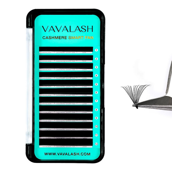 Picture of VAVALASH Cashmere Easy Fan Lashes 0.03 0.05 0.07 C/CC/D/DD Volume Lash Extensions 8MM-20MM Matte Black Self Fanning Eyelash Extensiones, Professional Supplies for Lash Artists (D-0.05,18mm)