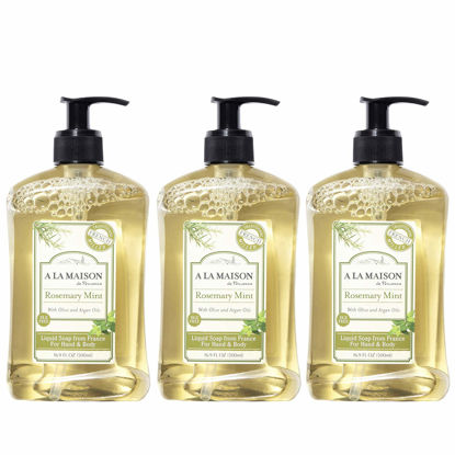 Picture of A LA MAISON de Provence Liquid Hand Soap | Rosemary Mint Scent | French Milled Moisturizing Natural Hand Soap | in 16.9 oz. Pump Bottles | (3 Pack)