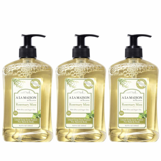 Picture of A LA MAISON de Provence Liquid Hand Soap | Rosemary Mint Scent | French Milled Moisturizing Natural Hand Soap | in 16.9 oz. Pump Bottles | (3 Pack)