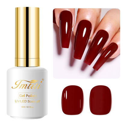 Picture of Imtiti Gel Nail Polish, 0.5 Fl Oz Dark Maroon Red Gel Polish Soak Off LED U V Nail Gel Polish Burgundy Gel Nail Polish DIY Nail Art Starter Manicure Salon Gel Nail Kit Women Girls