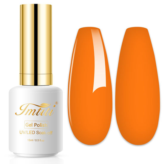 Picture of Imtiti Neon Gel Nail Polish, 0.5 Fl Oz Neon Orange Gel Polish Soak Off LED U V Nail Gel Polish Spring Summer Gel Nail Polish DIY Nail Art Starter Manicure Salon Gel Nail Kit for Women Girls