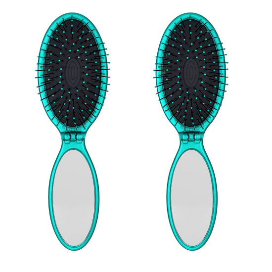 Picture of Wet Brush Pop and Go Detangler Hair Brush, Teal - Detangling Travel Hair Brush - Ultra-Soft IntelliFlex Bristles Glide Through Tangles with Ease - Pain-Free - All Hair Types (Pack of 2)