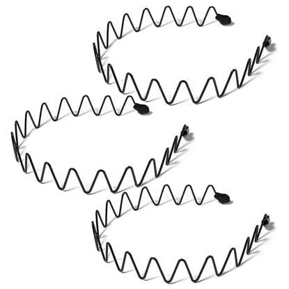 Picture of KELUBATU 3pcs Hair Bands for Men Metal Fashion Hair Bands Unisex Black Hair Bands Spring Non-Slip Headbands for Sports and Daily Wear